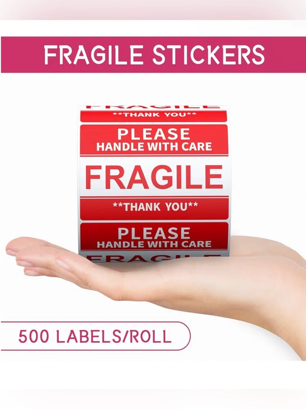 Fragile 1 roll 500 Handle With Care Stickers